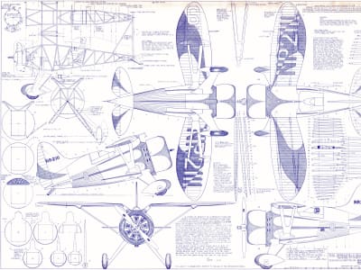 Hall Bulldog 3-view drawing by Vern Clements, 1987